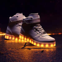 LED Light Multi Color Unisex High Top Lace Up USB Charging LED Shoes