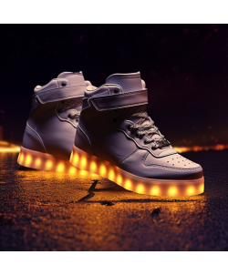 LED Light Multi Color Unisex High Top Lace Up USB Charging LED Shoes